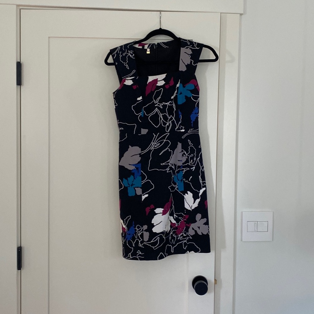 Anthropologie 4Collective Floral Black Square Neck Sleeveless Sheath Dress